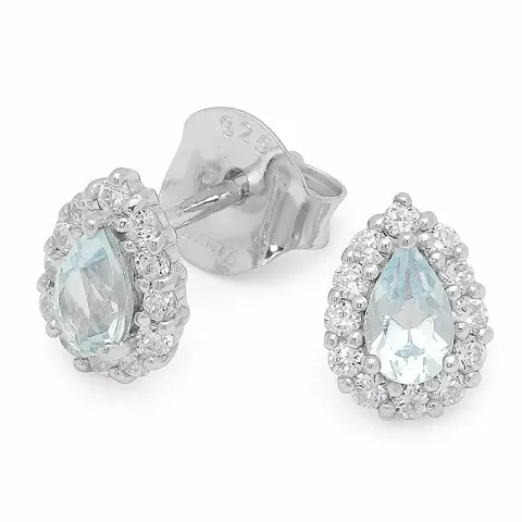 vaaleansininen nappikorvakorut  hopea