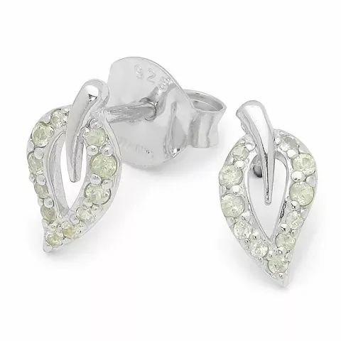 lehti peridootti nappikorvakorut  hopea