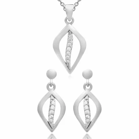 setti korvakorut ja kaulaketjut  hopeaa valkoinen zirkoni