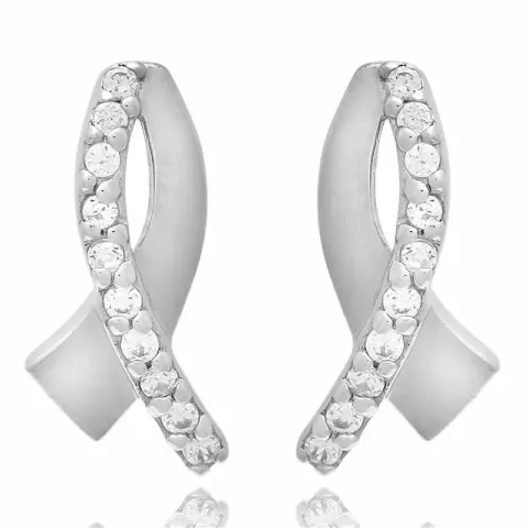 Rusetti setti korvakorut ja kaulaketjut  hopeaa valkoinen zirkoni