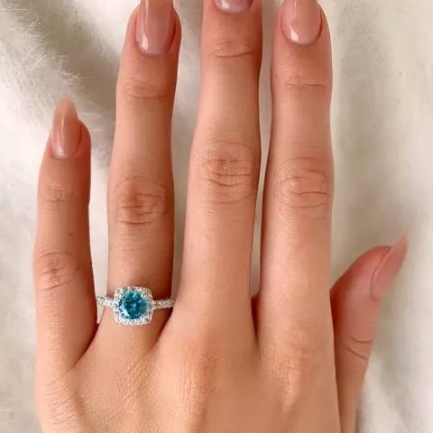 Elegantti sininen zirkoni sormus hopeaa