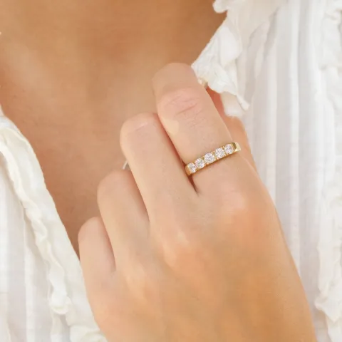 valkoinen zirkoni alianssisormus kullattua hopeaa
