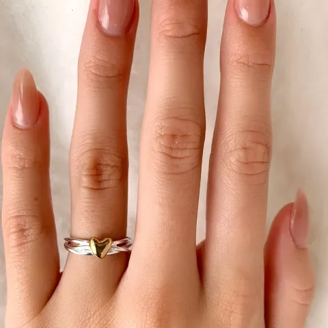 sydän sormus hopeaa kullattua hopeaa