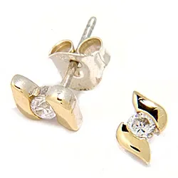 nappikorvakorut hopeaa, jossa 8 karaattia kulta kanssa zirkoni