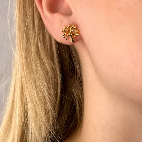 elämänpuu nappikorvakorut  kullattua hopeaa