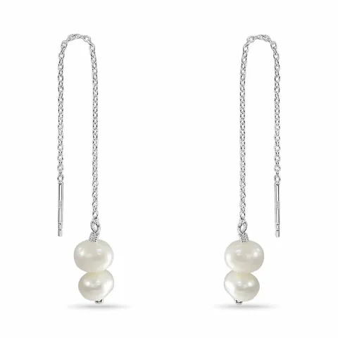 pitkät helmi ketjukorvakorut  hopea