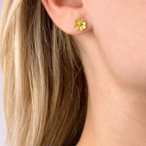 kukka nappikorvakorut  kullattu hopea