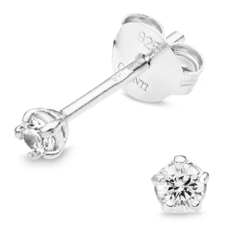 3 mm zirkoni solitaire-nappikorvakorut  hopea