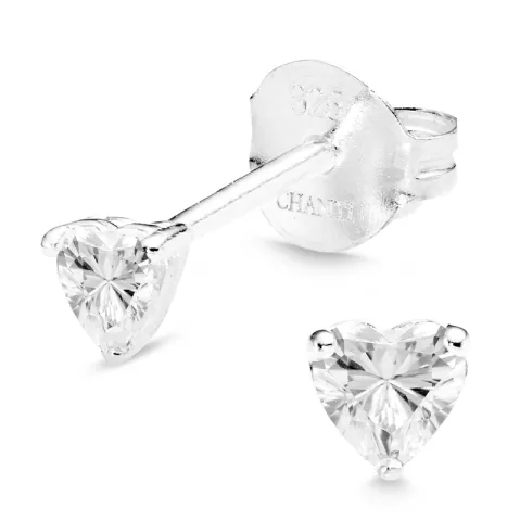 sydän zirkoni solitaire-nappikorvakorut  hopea