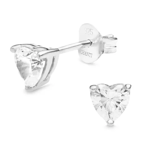 sydän zirkoni solitaire-nappikorvakorut  hopea