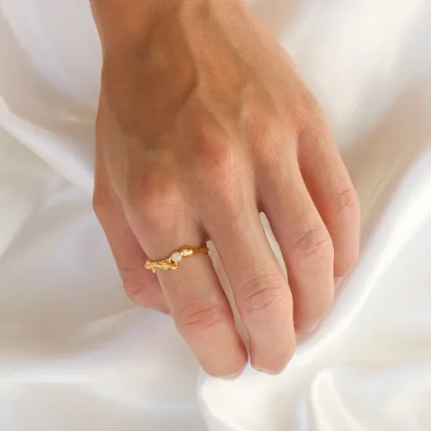 zirkoni sormus kullattua hopeaa