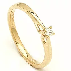 Yksinkertainen timantti kulta sormus 14 karaatin kultaa 0,05 ct