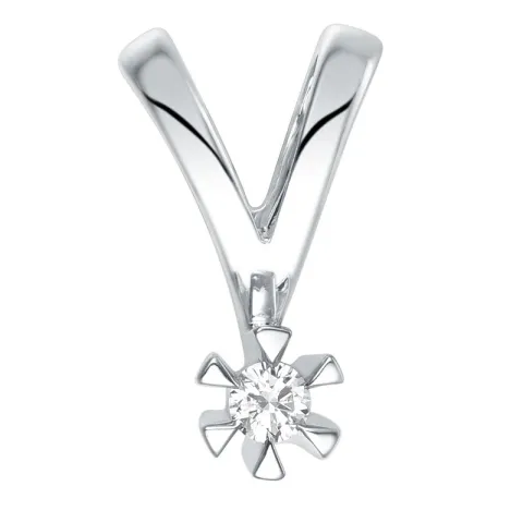 timantti solitaire-riipus 14 karaatti valkokultaa 0,05 ct