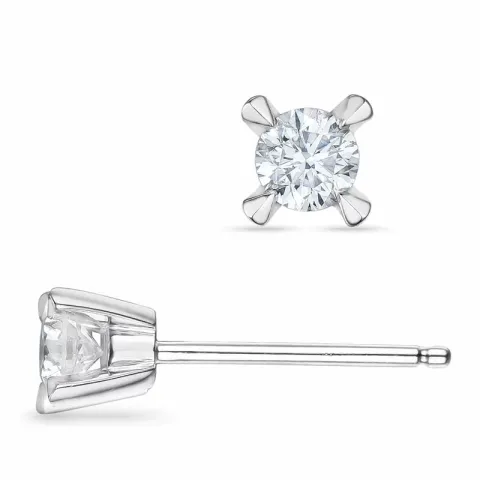 2 x 0,20 ct solitaire-nappikorvakorut 14 karaatin valkokultaa kanssa timantti