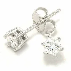 2 x 0,20 ct solitaire-nappikorvakorut 14 karaatin valkokultaa kanssa timantti