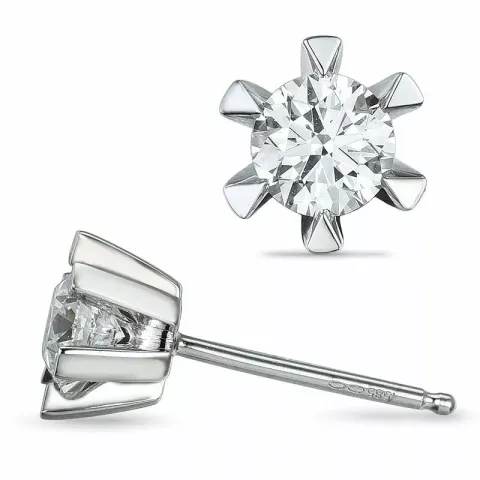 2 x 0,40 ct solitaire-nappikorvakorut 14 karaatin valkokultaa kanssa timantti