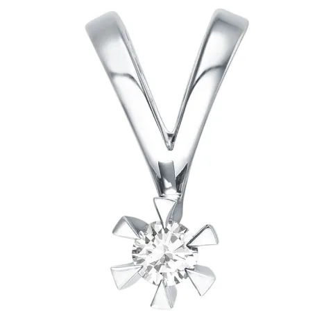 timantti solitaire-riipus 14 karaatti valkokultaa 0,10 ct