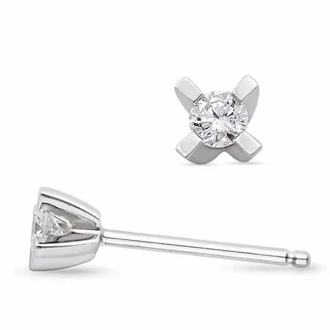 2 x 0,05 ct solitaire-nappikorvakorut 14 karaatin valkokultaa kanssa timantti