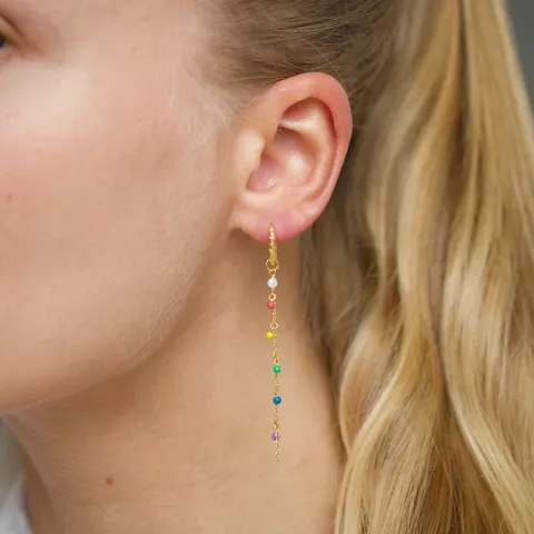 13 mm pitkät monivärisiä rengas  kullattua hopeaa