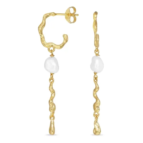 pitkät helmi rengaskorvakorut  kullattu hopea