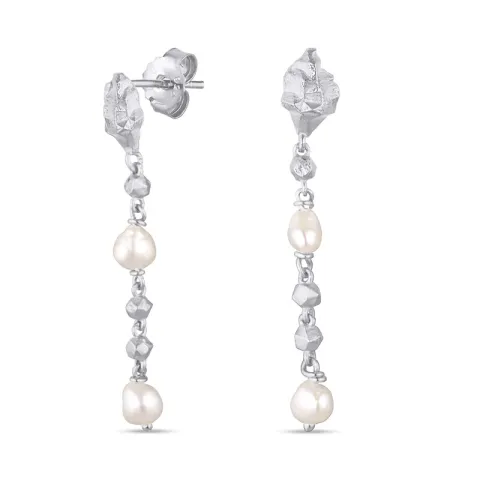 pitkät helmi korvarenkaat  hopea - Lumé Etched