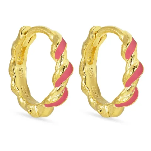 13,5  mm pinkki emalji rengas  kullattua hopeaa