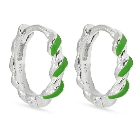 13,5  mm vihreä emalji rengas  hopea