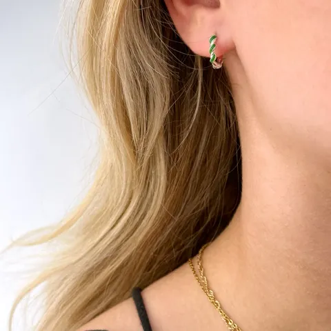 13,5  mm vihreä emalji rengas  hopea