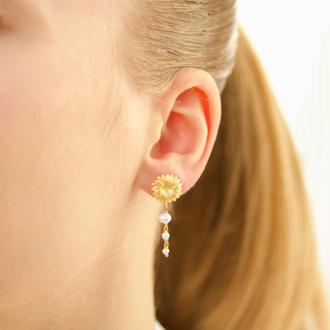 kukka helmi ketjukorvakorut  kullattu messinki - Eliné