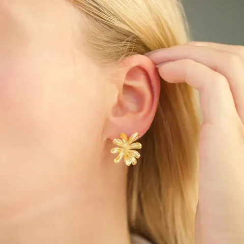 kukka korvarenkaat  kullattu messinki - Eliné