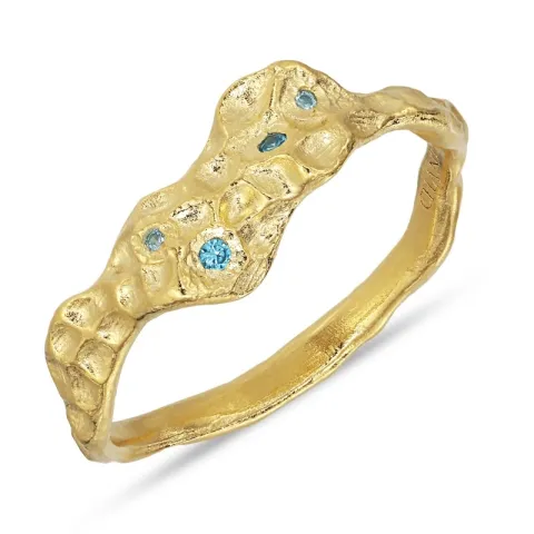 sininen zirkoni sormus kullattu messinki - Eliné