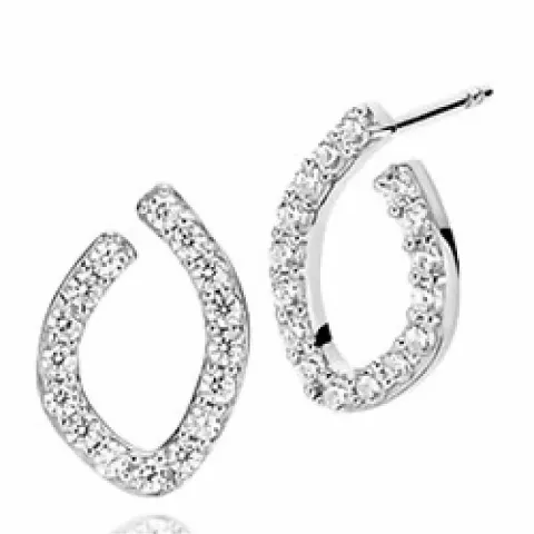 Izabel Camille abstrakti korvarenkaat  rodinoitua hopeaa valkoinen zirkoni