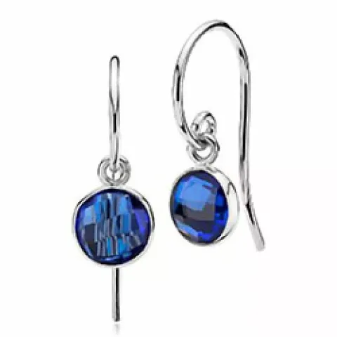 Izabel Camille pyöreitä korvarenkaat  rodinoitua hopeaa tummansininen kvartsi