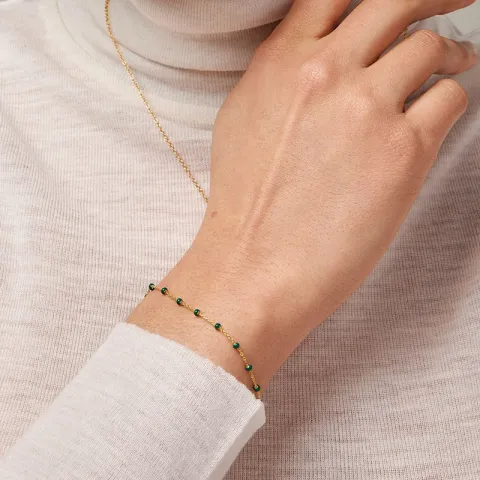 Enamel Lola Petrol Green rannekoru kullattua hopeaa vihreä emalji