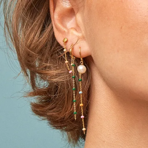 Enamel Lola ketjukorvakorut kullattua hopeaa vihreä emalji