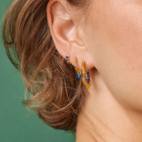 Enamel Enora rengaskorvakorut kullattua hopeaa sininen emalji