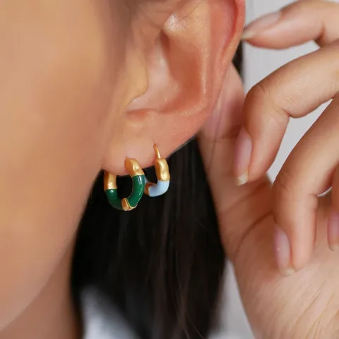 Enamel Lina large rengas  kullattua hopeaa vaaleansininen emalji