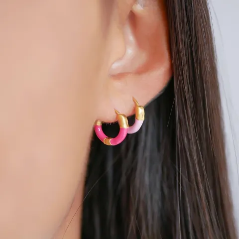 Enamel Lina small rengas kullattua hopeaa vaaleanpunainen emalji