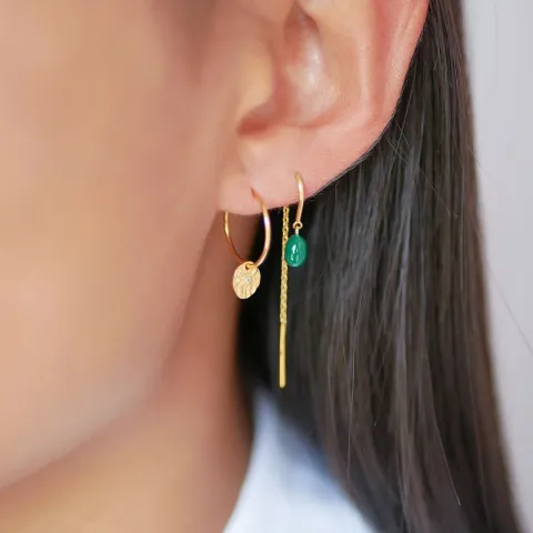 Enamel Eleanor ketjukorvakorut kullattua hopeaa vihreä emalji