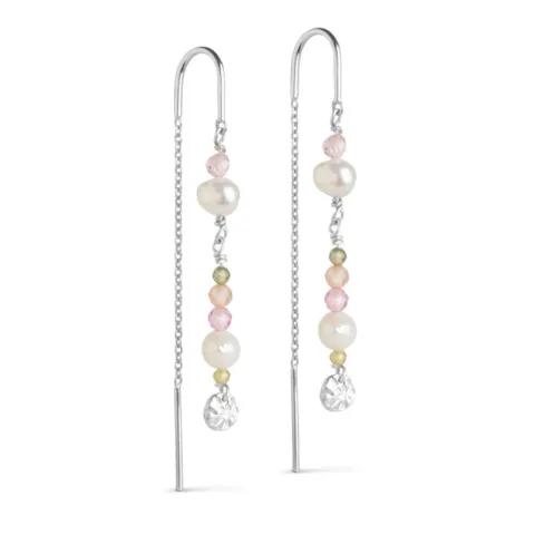 Enamel Sofia vaaleanpunainen ketjukorvakorut  hopea