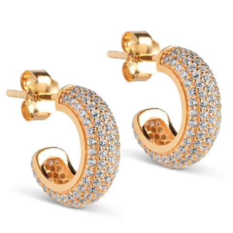 Enamel Mini Sparkling Luna rengaskorvakorut kullattua hopeaa valkoinen zirkoni