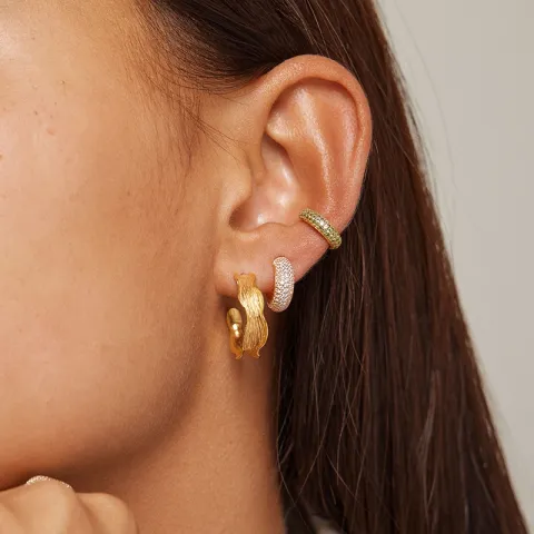 Enamel Mini Sparkling Luna rengaskorvakorut kullattua hopeaa valkoinen zirkoni