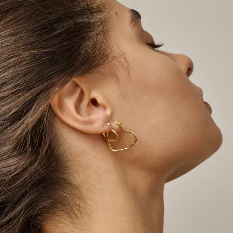 Enamel Organic Heart Small korvarenkaat  kullattua hopeaa