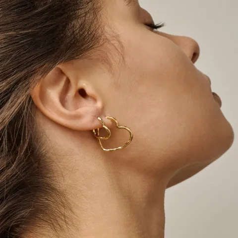 Enamel Organic Heart Medium korvarenkaat  kullattua hopeaa
