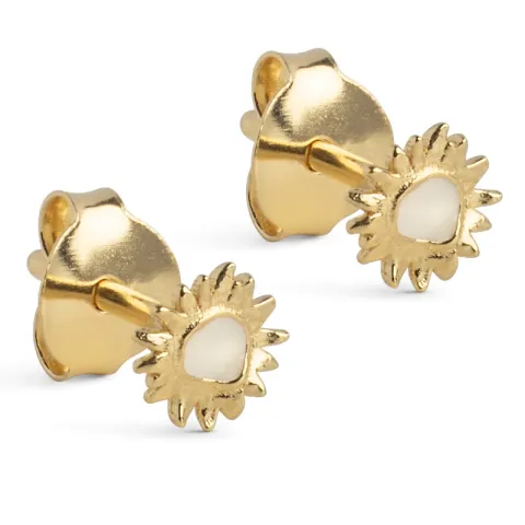 Enamel Mini Sunshine aurinko Daisy nappikorvakorut  kullattua hopeaa