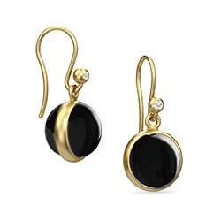 Julie Sandlau Prime ympyrä korvarenkaat  hopeaa, jossa 22 karaatin kultaus musta kristalli valkoinen zirkoni