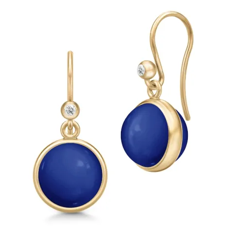 Julie Sandlau Prime sininen lapis kristalli korvarenkaat  kullattua hopeaa tummansininen kristalli valkoinen kristalli