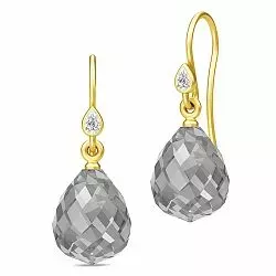 Julie Sandlau pisaranmuotoinen kristalli korvarenkaat  kullattua hopeaa harmaa kristalli valkoinen zirkoni