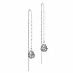 Julie Sandlau pitkät kristalli korvarenkaat  satiinirodinoitu sterlinghopea harmaa kristalli