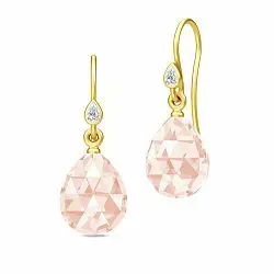 Julie Sandlau Ballerina pisaranmuotoinen kristalli korvarenkaat  kullattua hopeaa persikanväristä kristalli valkoinen zirkoni